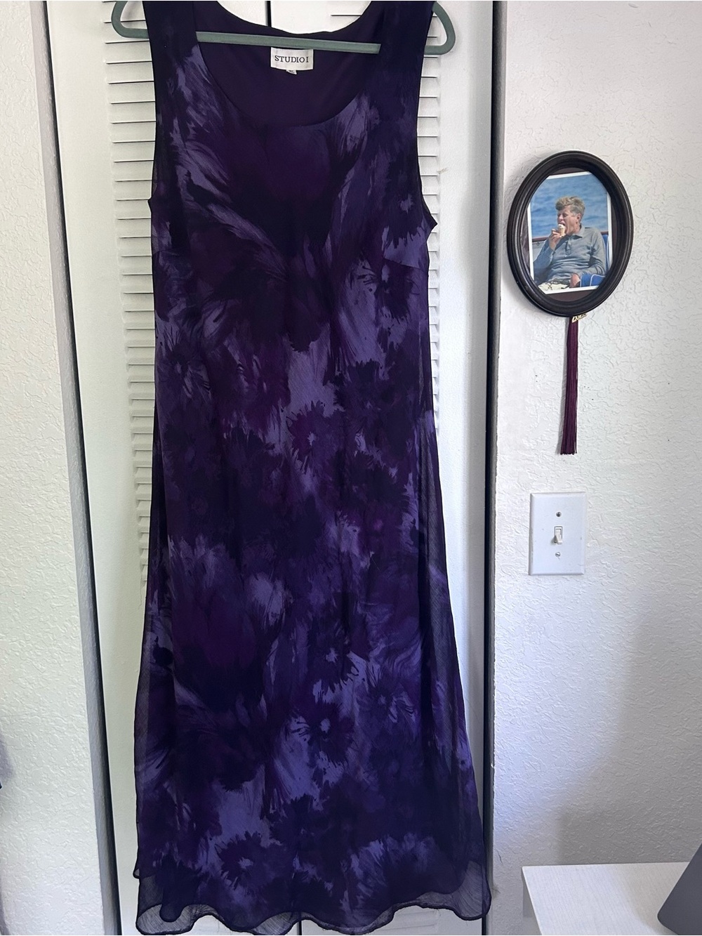 Studio I Purple Floral-Print Sleeveless Maxi Dress